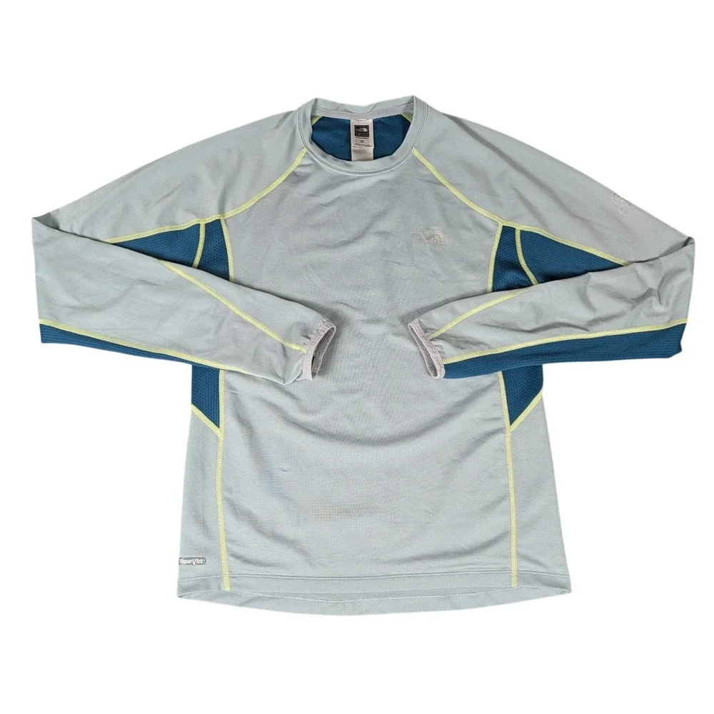 The North Face Flight Series VaporWick Mens Gray Teal Long Sleeve Running Shirt